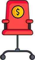 Corrupt office chair icon in red color. vector