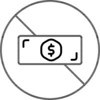 Stop money icon in black line art. vector