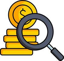 Search money icon in yellow and gray color. vector