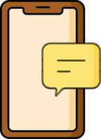 Online chatting or mobile message icon in brown and yellow color. vector