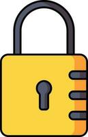 Combination lock icon in yellow and gray color. vector