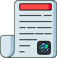 Global document paper icon in flat style. vector