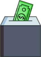 Money donation box icon in gray and green color. vector