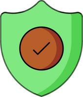 Check security shield icon in green and brown color. vector