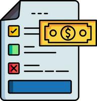 Money check list icon in flat style. vector