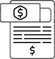 Money document paper icon in thin line art. vector