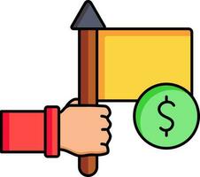 Hand holding money flag icon or symbol. vector