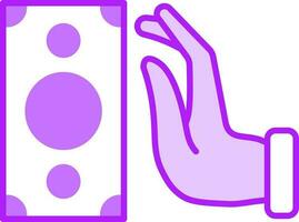 Refuse hand of bribe money icon in flat style. vector