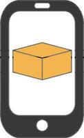 Illustration of Block or Cube in Smartphone Screen icon. vector