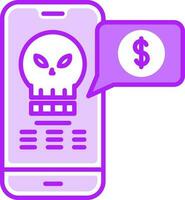 Money hack message in smartphone screen icon or symbol. vector