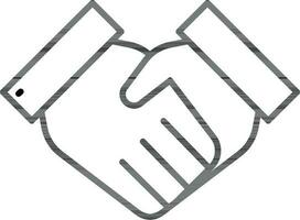 Handshake icon in thin line art. vector