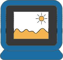 Picture or Gallery in laptop screen color icon. vector