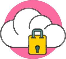 Cloud data protection icon on pink circle shape. vector