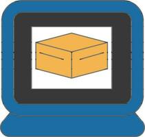 Flat style Block or Cube in Laptop screen color icon. vector