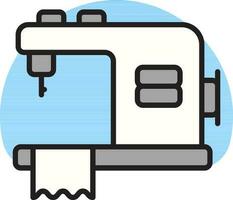 Cloth on Sewing machine icon in gray and white color. vector