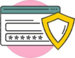 web seguridad contraseña icono en blanco y amarillo color. vector