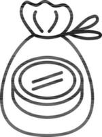 Money Bag icon in black line art. vector