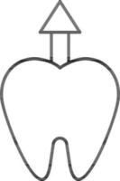 Illustration of Tooth with Arrow up icon in thin line art. vector