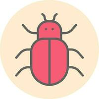 Red bug icon on yellow circle background. vector