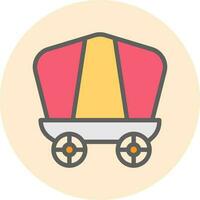 Conestoga wagon icon in red and yellow color. vector