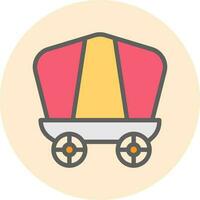 Conestoga wagon icon in red and yellow color. vector