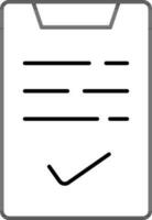 Flat style Check document paper on clipboard icon in line art. vector