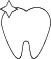Clean tooth icon in black line art. vector