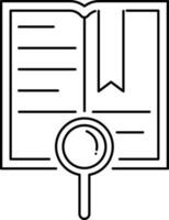 Search Book icon in black line art. vector