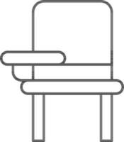 Classroom desk chair icon in thin line art. vector