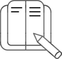 Line art illustration of Write book or Note icon. vector