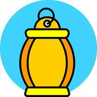 Arabic Lantern icon in yellow and orange color. vector