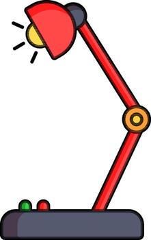 Table lamp icon in red and gray color. vector