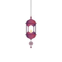 Glossy hanging lighting lantern decorated background. vector