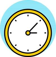 Flat Style Clock icon in yellow and white color. vector