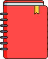 plano estilo cuaderno icono en rojo color. vector