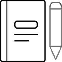 Line art Notebook with pencil icon in flat style. vector