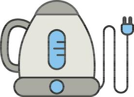 Electric Teapot or Kettle Icon in Blue and Gray Color. vector