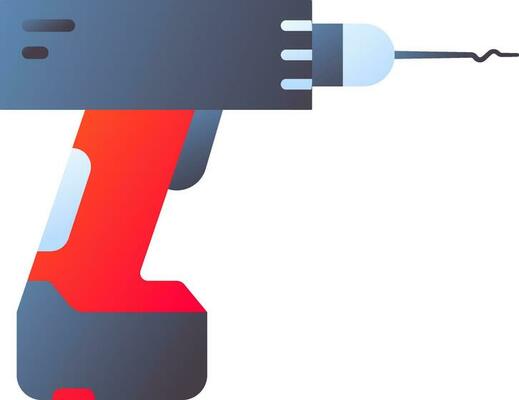 Drill machine icon in red and gray color.