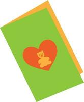 Orange heart decorated new year greeting card. vector