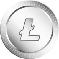 Silver litecoin in 3d with sign. vector