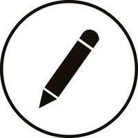Black image of pencil in circle on white background. vector