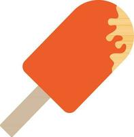 Flat style orange ice cream with stick. vector