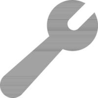 Illustration of wrench in grey icon and white background. vector