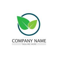 Tree leaf vector and green logo design friendly concept