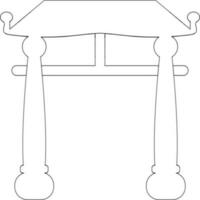 Stroke style of chinese gate icon in illustration. vector