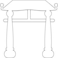 Stroke style of chinese gate icon in illustration. vector