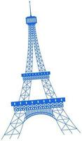 Eiffel tower in blue color. vector