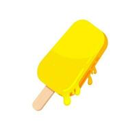 Glossy yellow melting stick ice cream. vector