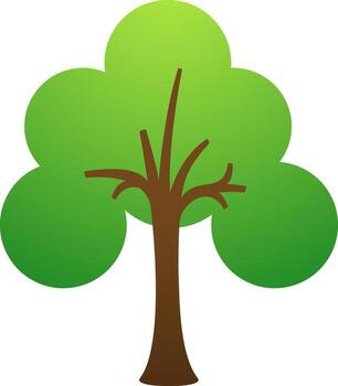 Flat Style Tree Element in Green and Brown Color. vector