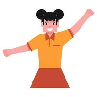 Student Girl Kid Open Her Hands on White Background. vector